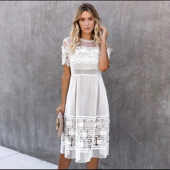 Endless Rose | Dresses | Endless Rose White Appliqu Midi Dress | Poshmark